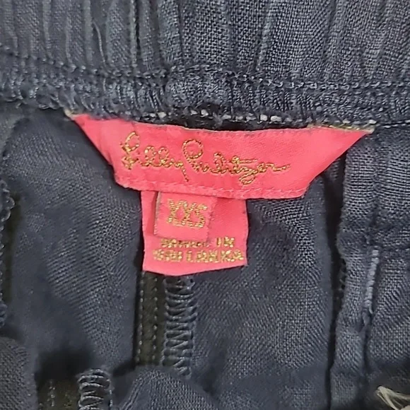 Lilly Pulitzer Dark Blue Linen Shorts Xxs - Picture 4 of 5